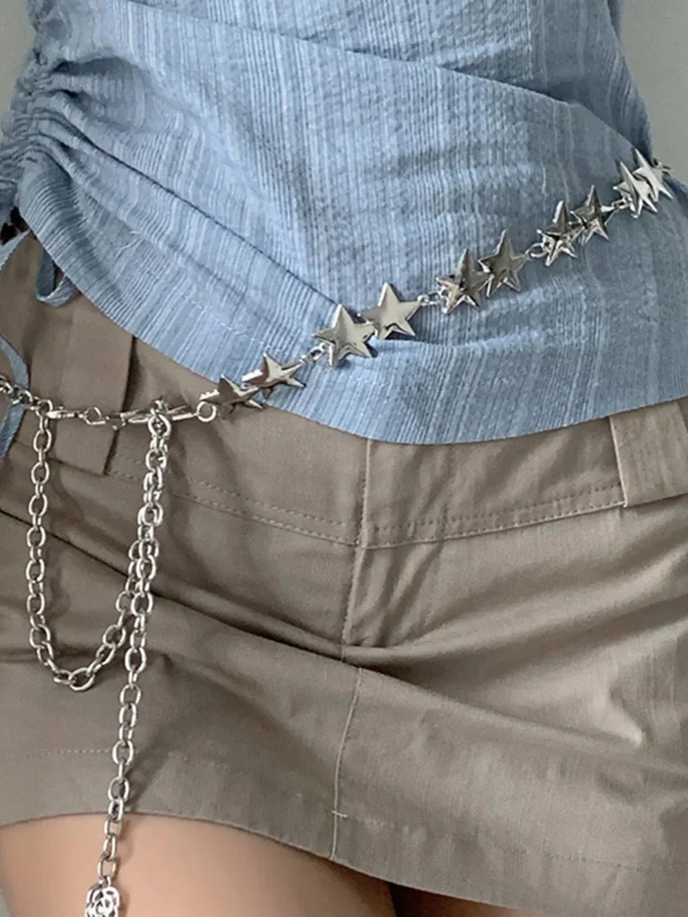 Brandy Melville Silver Closed Star Link Belt